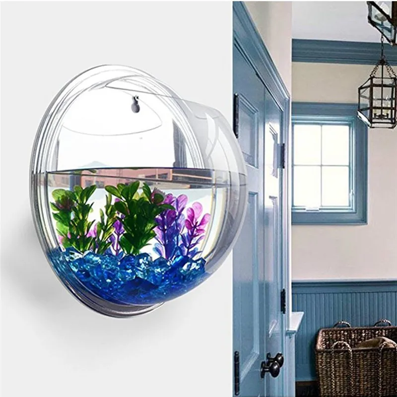 Aquarium Fish Names - Transparent acrylic hanging wall aquarium, Plant