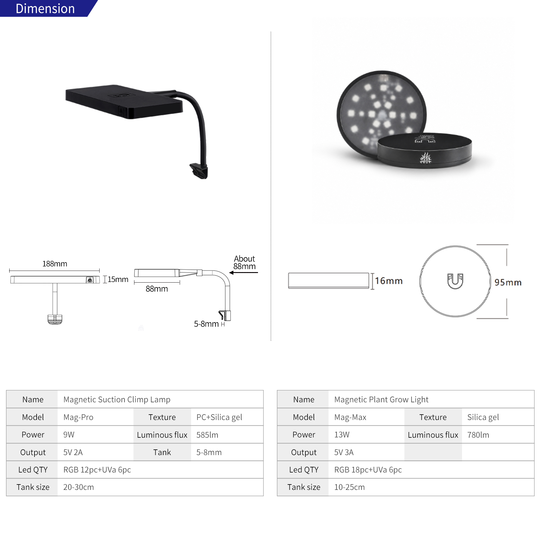 WEEK AQUA Mag-Pro Mag-Max Nano - Aquarium Fish Lamp 评论和价格