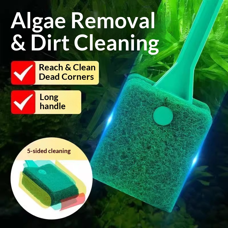 Long Handle Aquarium Algae Scr - Aquarium Fish Long 评论和价格
