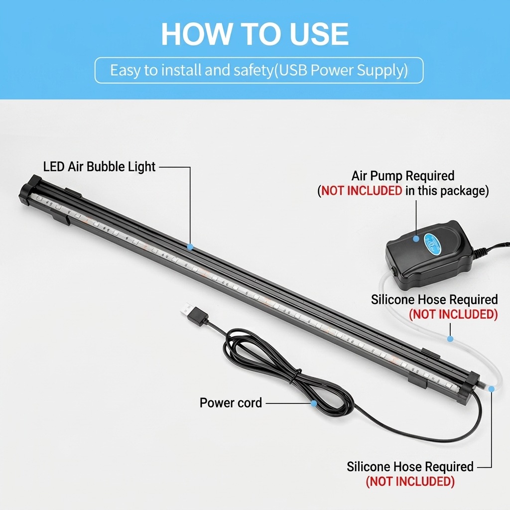 USB LED Aquarium Air Bubble Li - Aquarium Fish Lamp 评论和价格